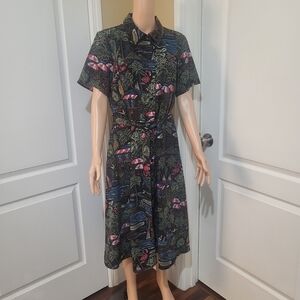 D&CO‎ Tropical Flamingo Print Midi Dress  Pre-owned
